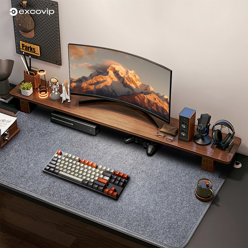 EXCO Edge-Locked Felt Mouse Pad, Computer Desk Mat, Extra Large Size, Office And Gaming Use, Wear-Resistant, Non-Slip Rubber Bottom, Thickened Desk Mat, E-Sports Keyboard Pad, 1000*500mm, Dark Gray 0381