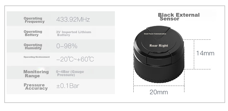 Victon Tire Pressure Monitoring System with Built-In Solar Power, Wireless, Integrated Tire Pressure And Temperature Display T6SC Color Scree 15