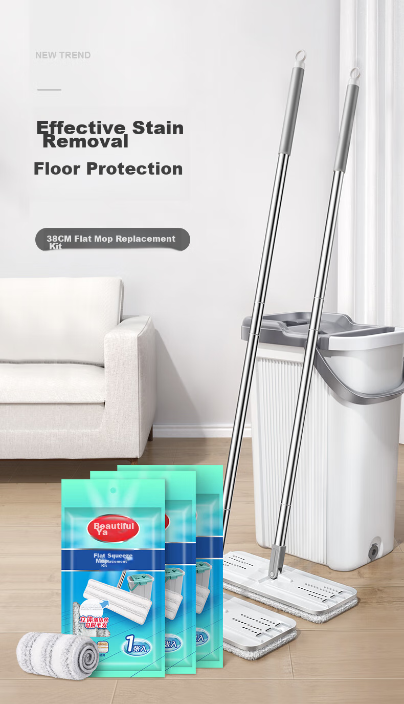 MARYYA Flat Mop without Bucket, Replacement Single Mop 38cm, Suitable for Flat Mops with Bucket, Wash Brush Series 2