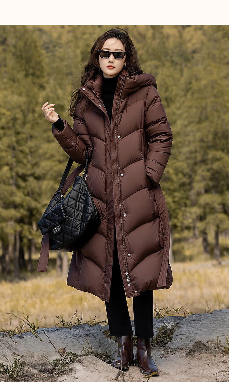 Dme [Hide in Sunroom] Winter 400T Spring 90% Down Filling Wavy Pattern Hooded down Jacket for Wome 16