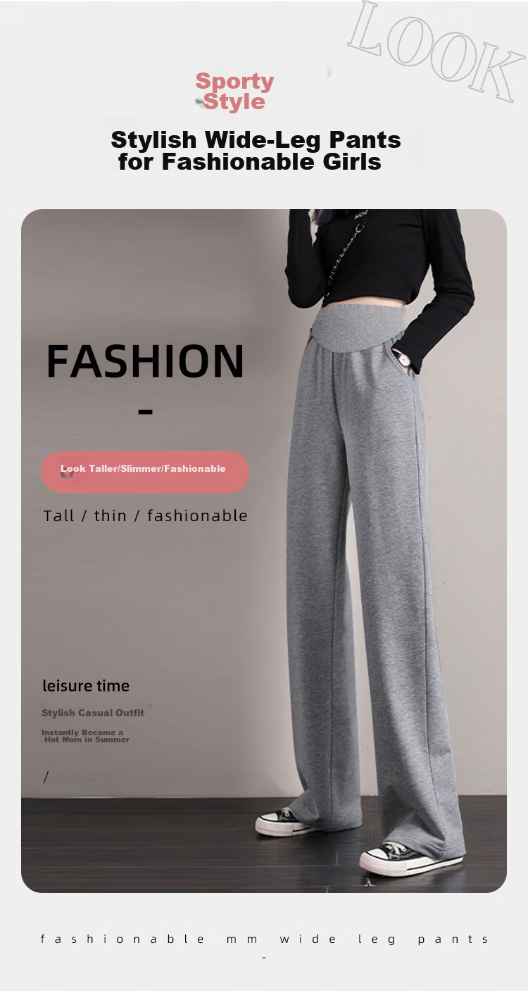 JOYNCLEON Maternity Pants, Summer Women's Wide-Leg Casual Trousers, Leggings, Thin Style, Plus Size, Black L, Jyk152328 1