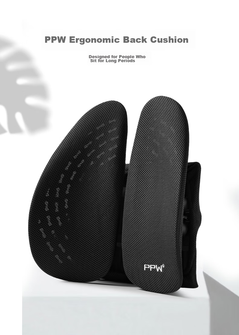 PPW Lumbar Support, Ergonomic Back Cushion for Chair And Car, Waist Pillow, Spine Protection, Breathable Office Backrest 3