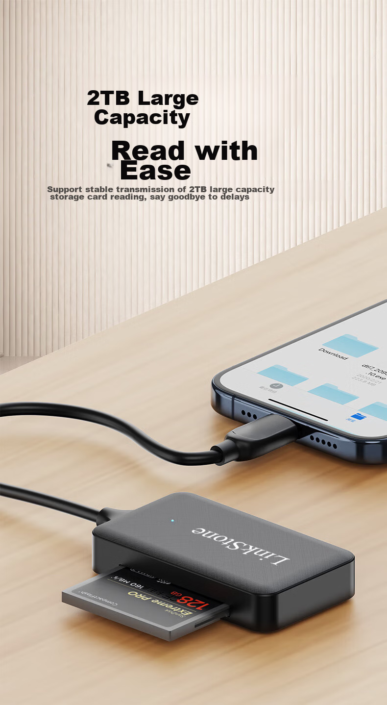 LinkStone Type-C/USB Multi-In OTG Mobile Phone Card Reader, High-Speed, Supports SD/TF/CF/MS Cards, Sony Digital Camera Camcorder Memory Stick, PSX Game Console 2