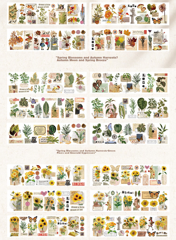 Yuhe Segmented Planner Tape Stickers, Landscape Decorative Stickers And Paper Journal Materials DIY Gift for Girls Children's Day Present, 4 Styles in Total 24 Pieces 4269 4