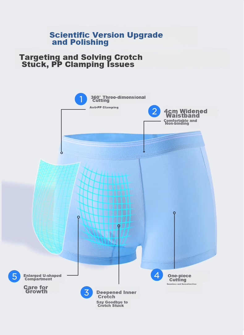 Hzasz Boys' Underwear for Teenagers, Puberty, Middle And High School Students, 15-Year-Old Boys' Boxer Briefs, Breathable, Antibacterial, 18 Pure Cotton Shorts 22