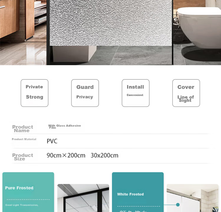 Quatrefoil Glass Sticker with Adhesive, Frosted Glass Film for Doors, Windows, Bathroom And Shower, Window Decal, 90*200cm 2