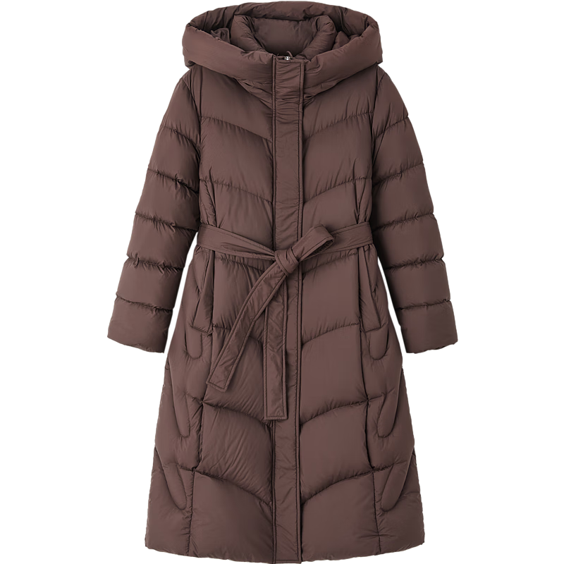 Dme [Hiding in Sunroom] Winter 400T Spring Yafang 90 Duck Down Filling Wavy Pattern Hooded down Jacket for Wome