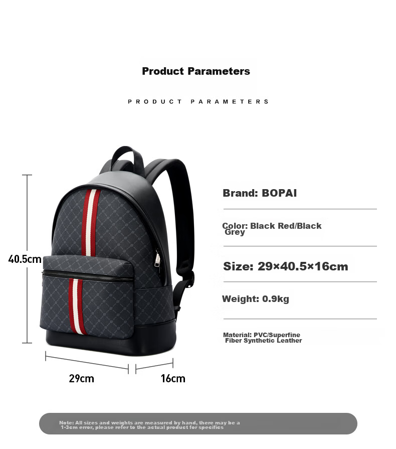 Bopai Casual Backpack for Men, 16-Inch Laptop Bag, Trendy Shoulder Bag, Travel Bookbag, Father's Day Gift 7