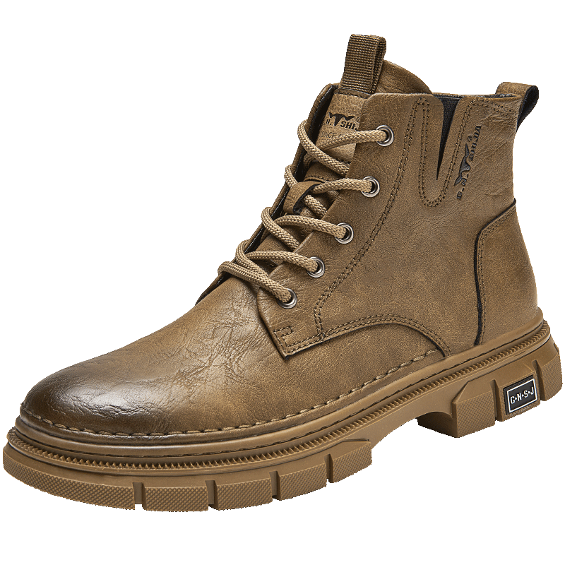 G.N.Shi Jia Men's Martin Boots, Trendy Fashion Snow Boots, Winter Fleece-Lined Thick Warm High-Top Cotton Shoes, Versatile Work Boots