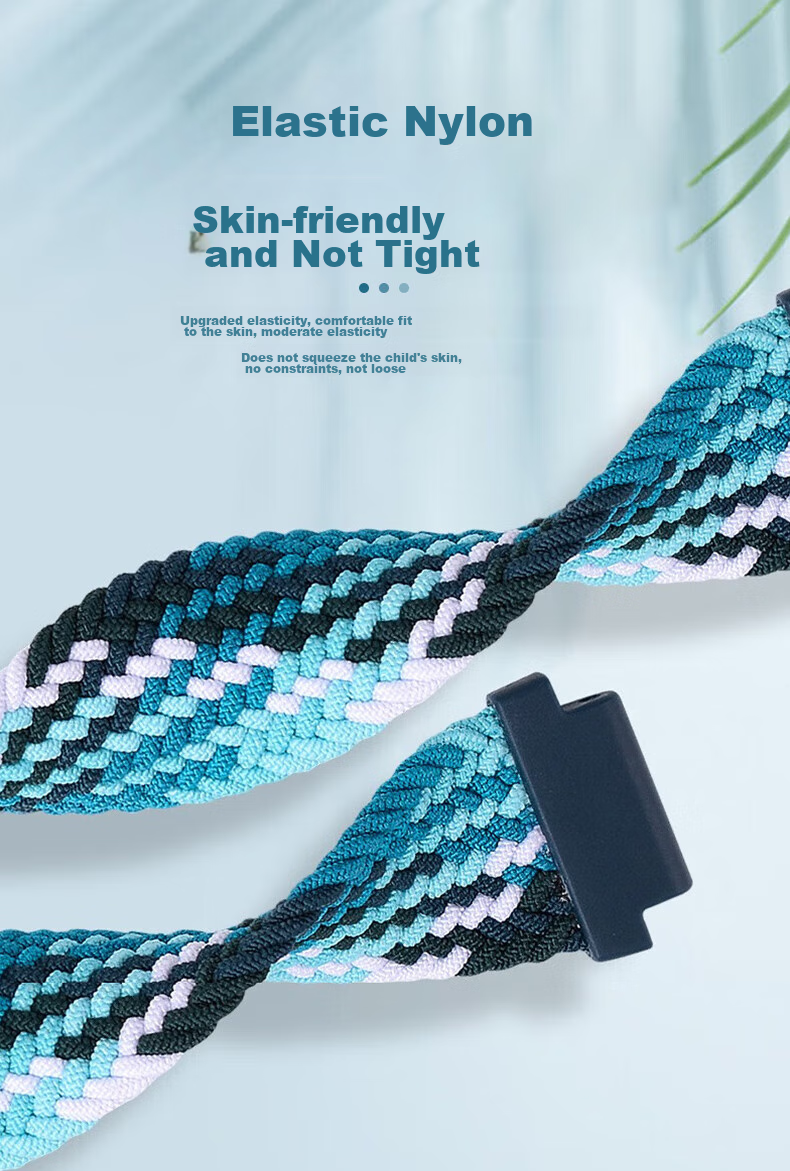 KMaxAI Magnetic Elastic Watch Strap Compatible with Huawei Children's Smartwatches 5/4 Pro/3 Pro/3S Dopamine Sports Watch Band, Woven Single Loop Wristband, Denim 6