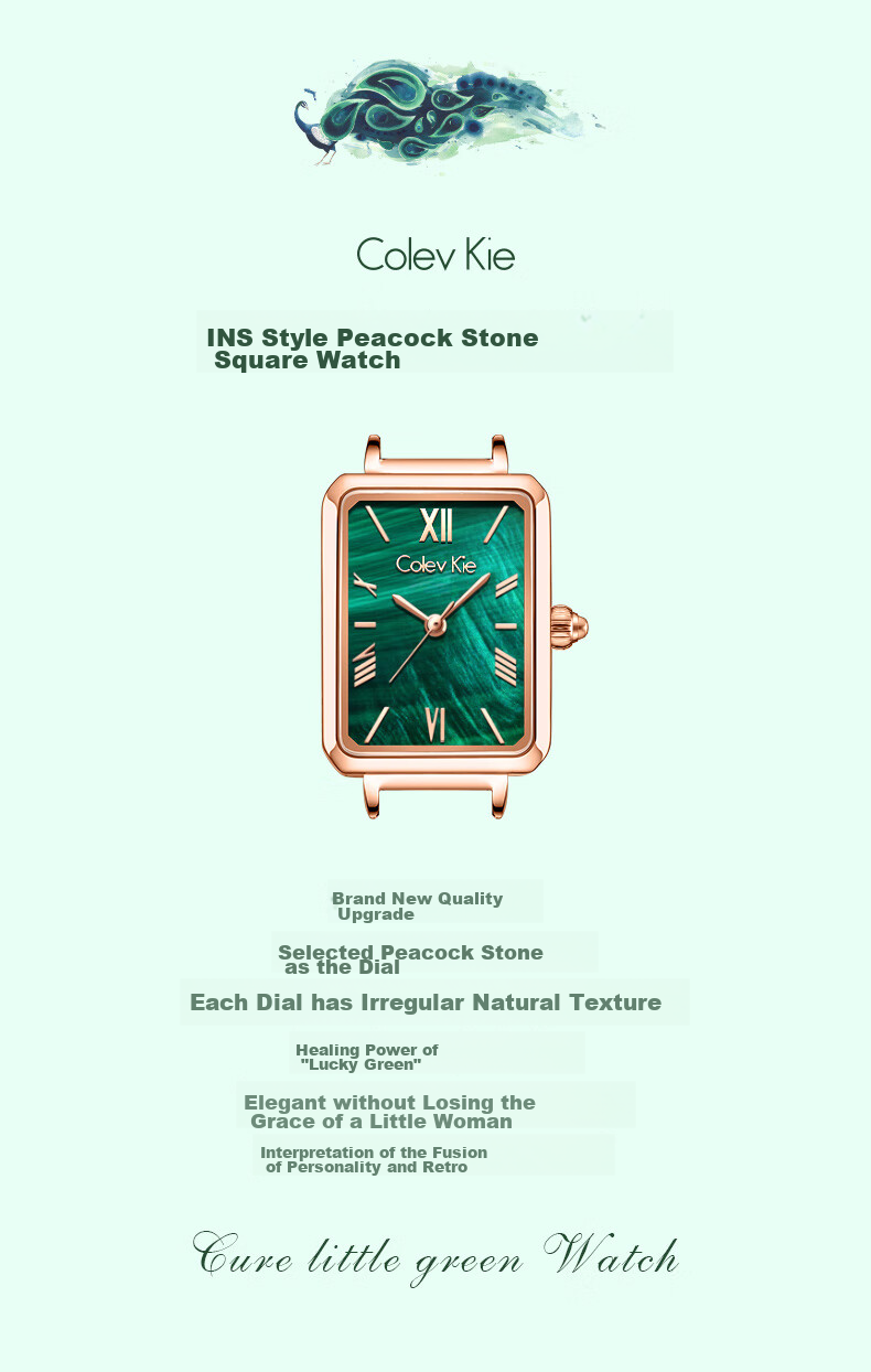 Colevkie Little Green Watch Women's Watch 2026 New Luxury Niche Brand Elegant Birthday Gift for Women 3