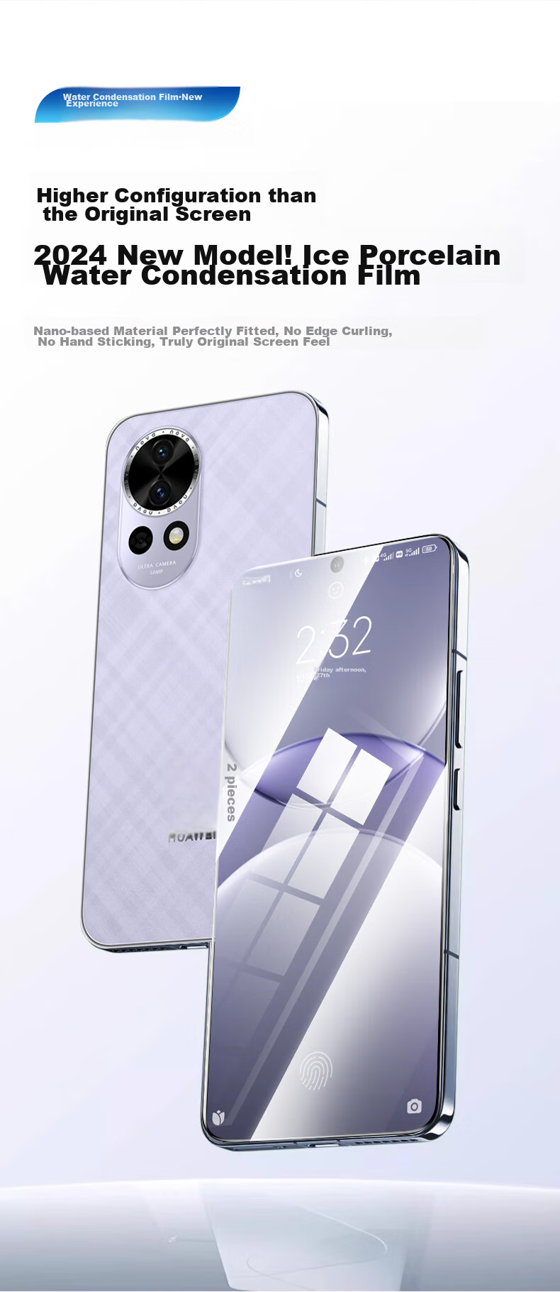 DIVI [Official Recommendation | 2 Pieces] Screen Protector for Huawei Nova14/13/nova12/11, Curved Full Coverage Soft Film, HD Anti-Fingerprint Smooth Non-Tempered Glass 9