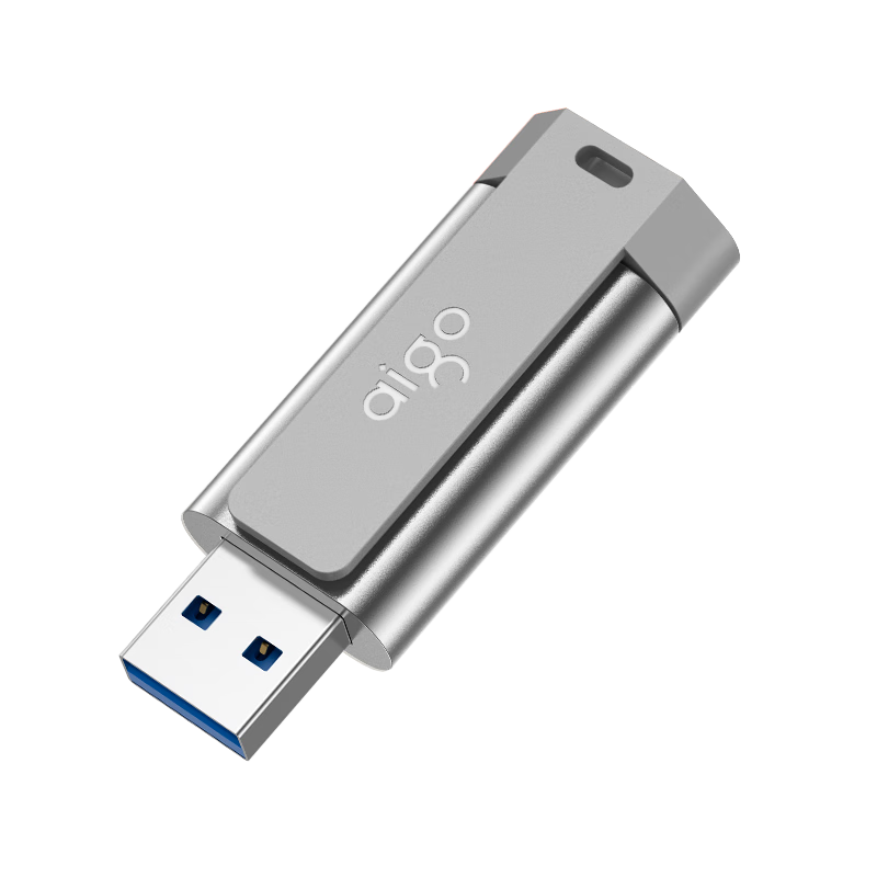 Aigo 64GB USB3.2 Flash Drive U332, Retractable Design, Dual-Color for Young Style, Space Gray