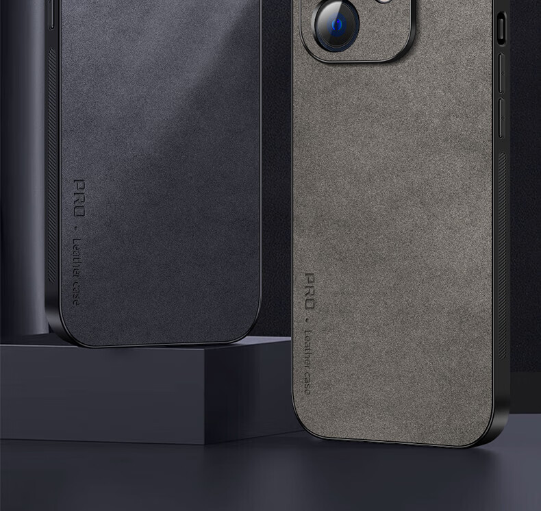 Shangsu IPhone 12 Case, Apple 12 Protective Cover, Shockproof Camera Full Protection Soft Shell, Simple Luxury Lambskin Outer Case for Women And Men, Leather Cover in Black 1