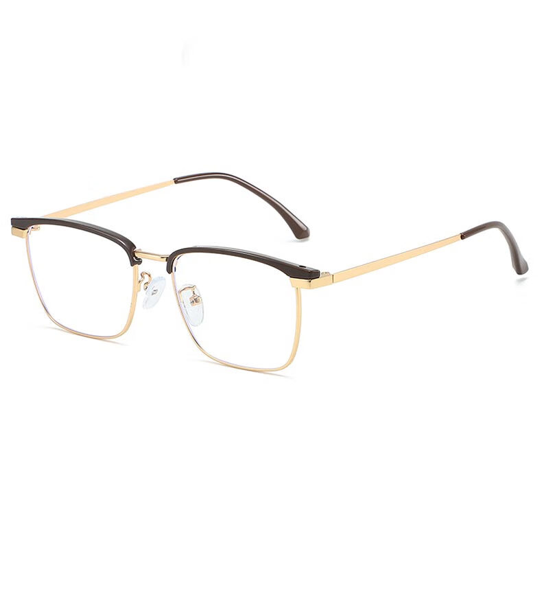 Cuntiandaofu Myopia Glasses, Blue Light Blocking Glasses, Prescription-Ready High-End Semi-Rimless Glasses for Men, Bright Coffee Color without Prescriptio 12