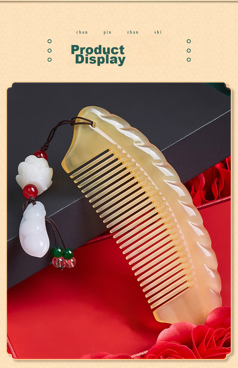 Danpo Pure Natural Authentic Ox Horn Comb for Women, Birthday Gift for Girlfriend Or Wife, Thoughtful High-End Mother's Day Gift, New 2026 Teacher's Day Gift for Female Teachers, Premium Practical Gift Box 10