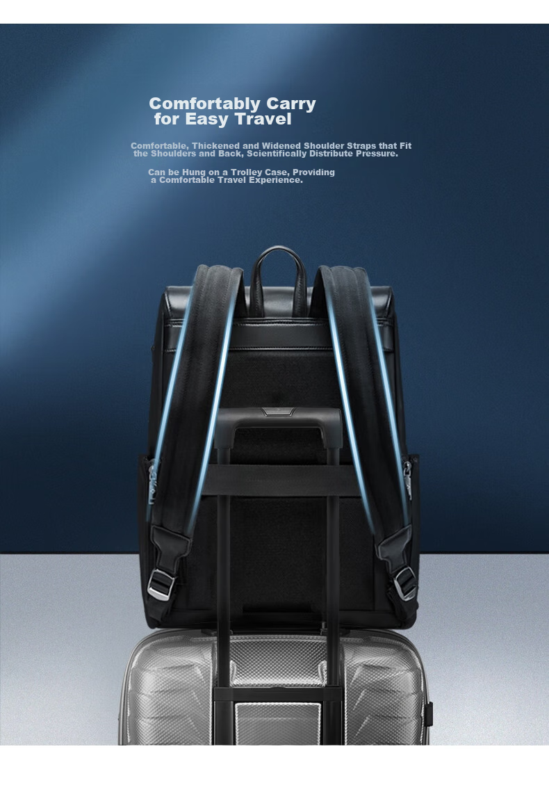 Xinxiuli Laptop Backpack 15.6-Inch Genuine Leather Shoulder Bag Large Capacity Business Travel Bag Gift NV0 7