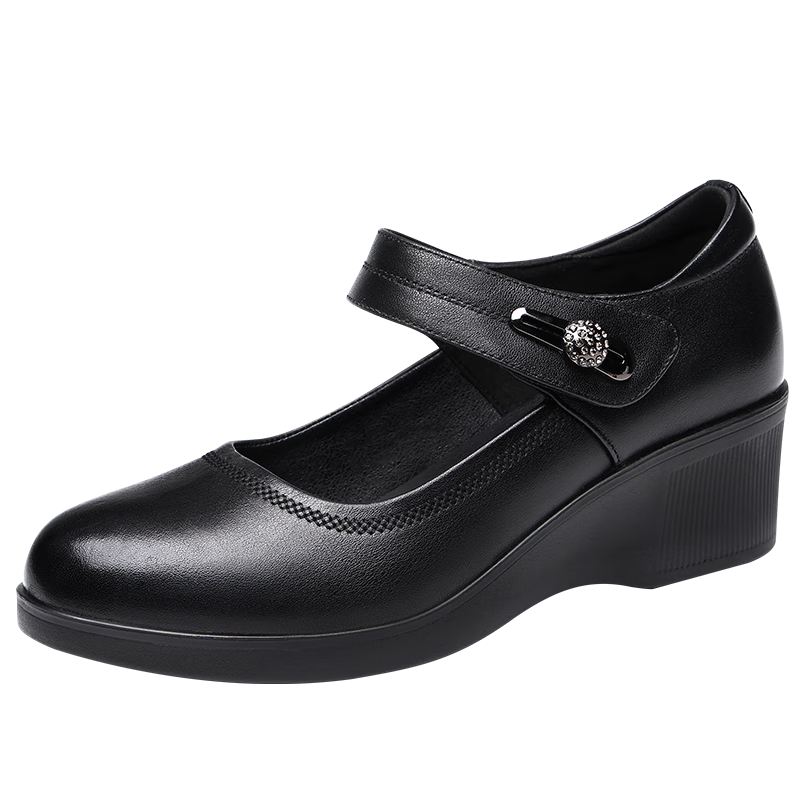 RED DRAGONFLY Mary Jane Shoes Women's Wedge Soft Leather Flats Casual Shoes WTB142221 Black 37