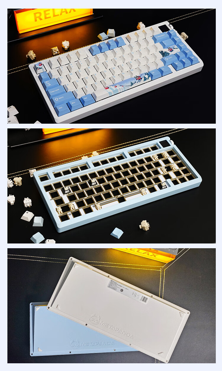 Xuanpai PD75M-V2 Custom Aluminum Mechanical Keyboard Bluetooth Wireless Tri-Mode Gaming Keyboard Aluminum Tuo Tuo Multimedia Color Screen with Knob Sonyke Switch Xiaoxue Xiongmao 12