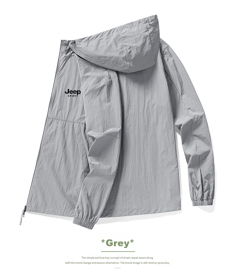 JEEP SPIRIT Men's Sun Protection Jacket, Summer UV-Resistant Hooded Lightweight Coat, Outdoor Skin-Friendly Outerwear, White, XL 9