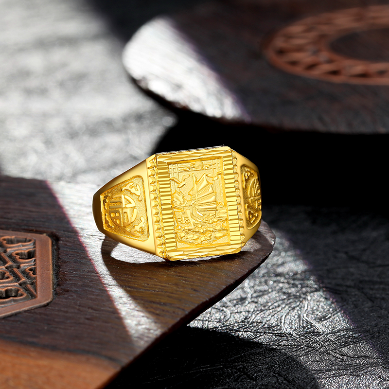 潮宏基chjjewellery一帆风顺足金黄金戒指男款计价srg30005038约1245g