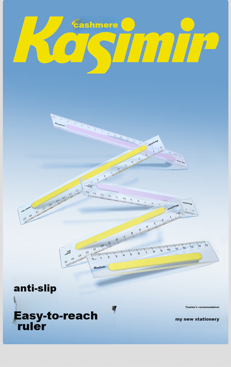 Kasimir Non-Slip Transparent Ruler Set, Multifunctional Geometric Drawing Tool for Primary And Middle School Students, Specially Designed for First And Second Graders, Learning Supplies, Student Stationery, 15cm*3 2