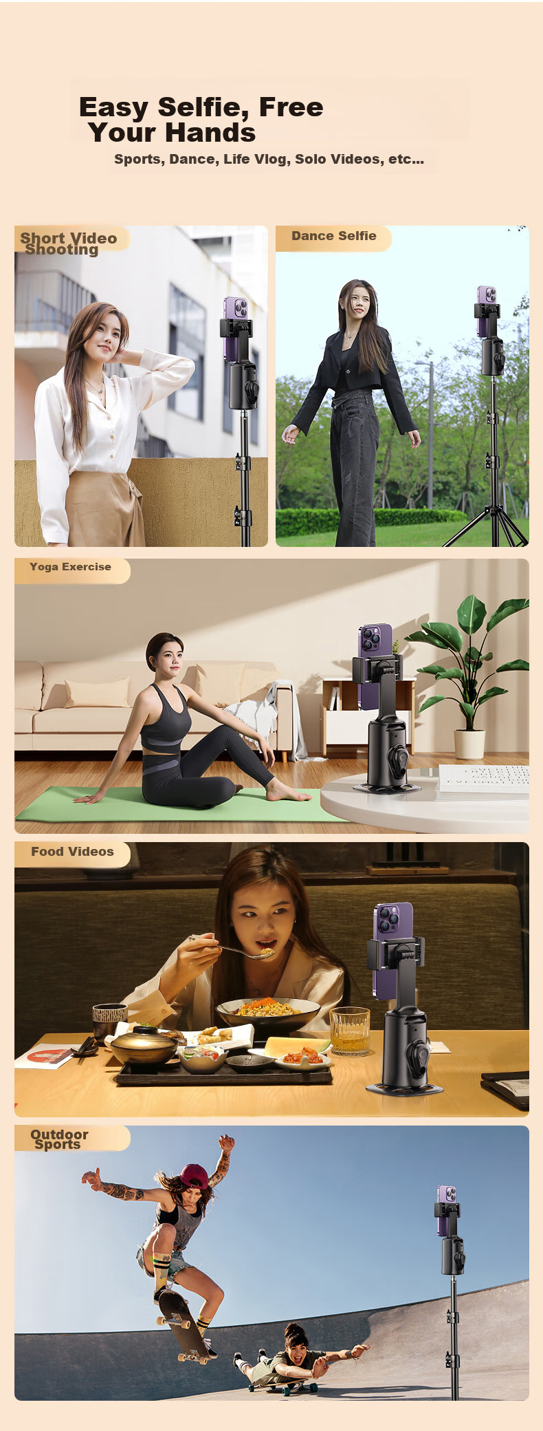 Shuotu [Selfie Gadget with 360-Degree Rotation And Automatic Multi-Function] Gimbal Follow-Up Device, Live Streaming Equipment Set, Facial Recognition, Intelligent Tracking, Gesture TikTok Shooting Equipment 16