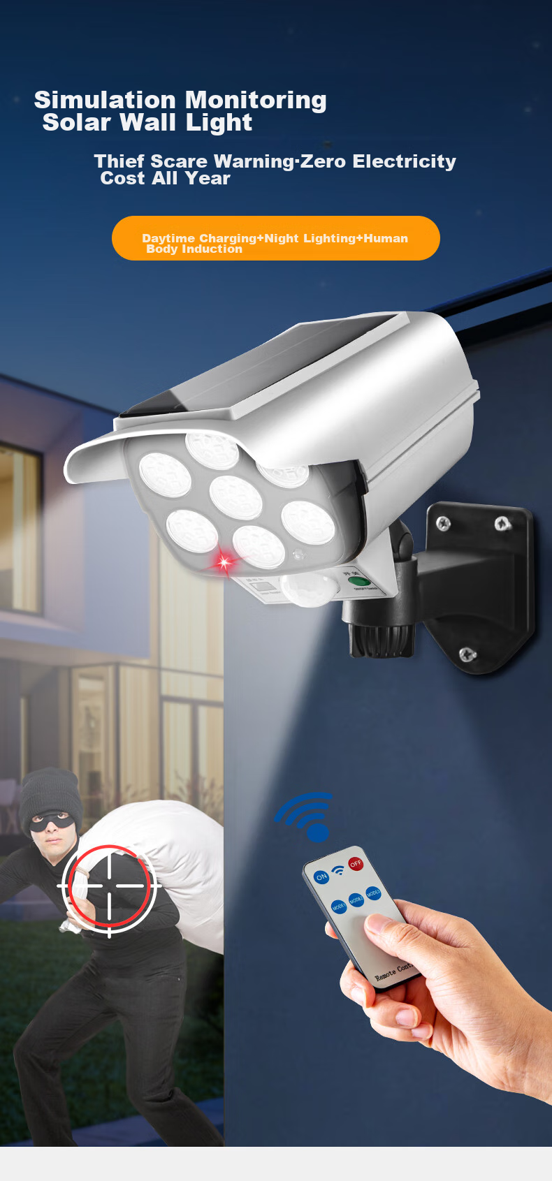 Heart LocK Solar Outdoor Garden Light, Home Artificial Fake Camera Surveillance Light, Outdoor Lighting, Motion Sensor Anti-Theft Light 1