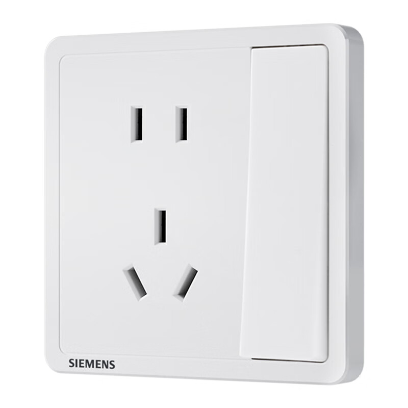 SIEMENS Розетка с выключателем, 10А, пятигнездная, с одноклавишным выключателем, скрытого монтажа, элегантный белый цвет, 5UB14243NC012P