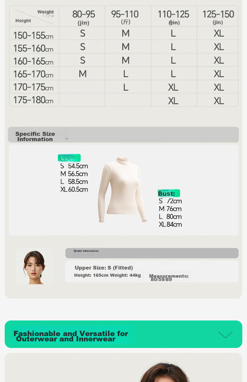 Jianyun Modal Cotton Turtleneck Base Layer, Women's Slim-Fit Long-Sleeve Undershirt, Stylish Spring And Autumn Top, Suitable for Outer Wear 23