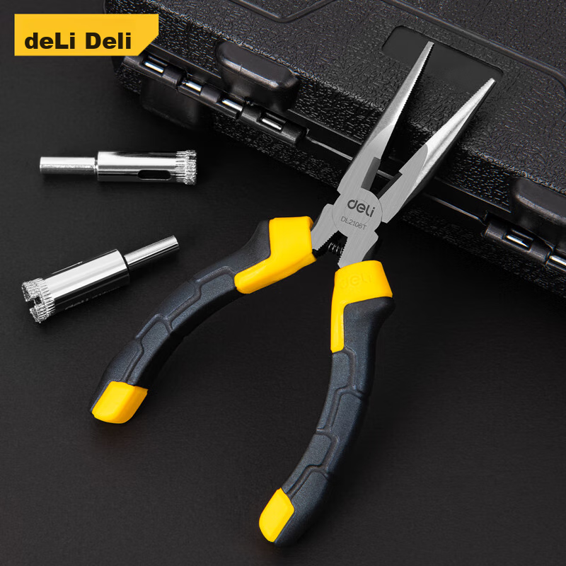 Deli Needle-Nose Pliers, Electrician's Pliers, Household Pliers, Industrial-Grade Rebound Labor-Saving Needle-Nose Pliers