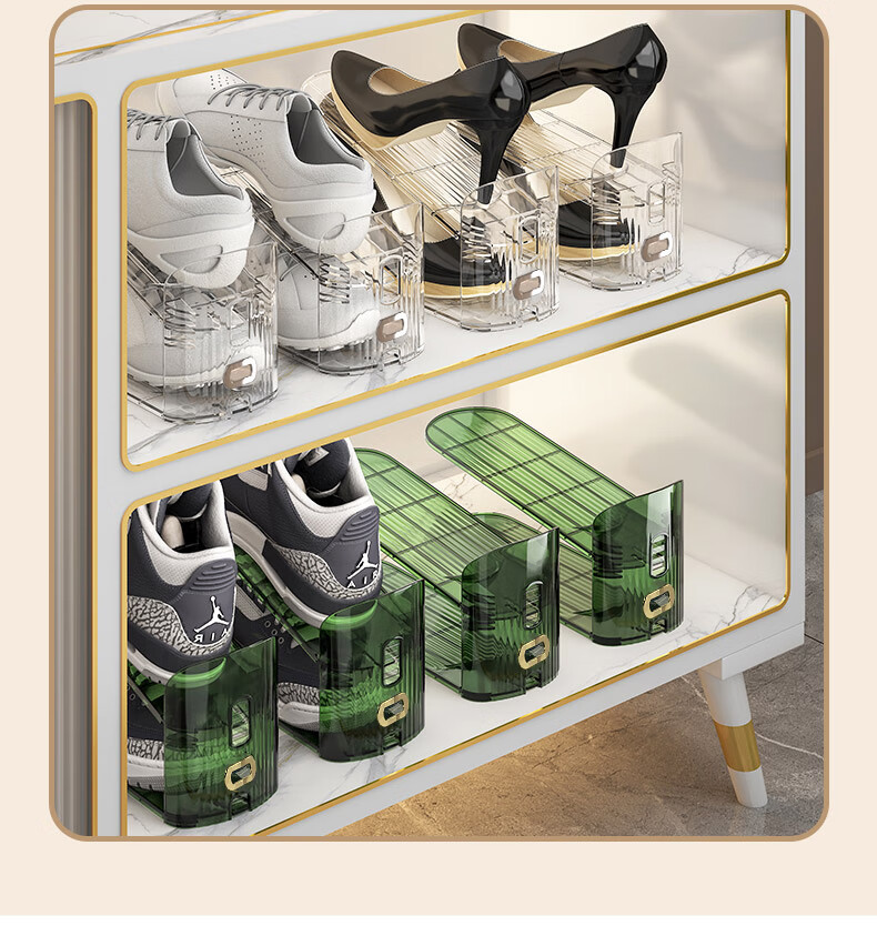 Youjialiangpin, 10-Pack Shoe Rack Storage, Double-Layer Non-Slip Clip-On Design, White PP Material, Floor-Standing for Dormitory Entrance 3