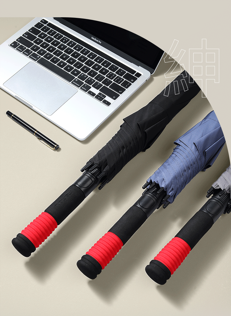 MAMORU Straight Handle Thick Umbrella, Large Size Windproof Automatic Umbrella for Men, Business Use, Black, 135cm 4