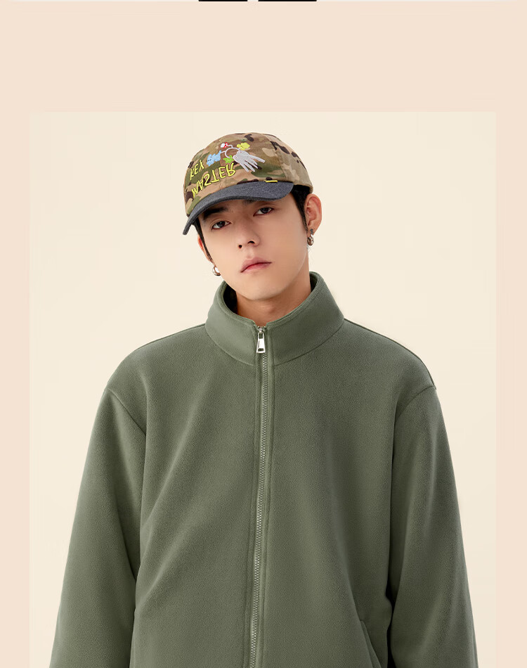 MINISO Fleece Jacket for Men, Winter Warm Coat, Fleece-Lined Cardigan Inner Liner Jacket, Black, M 16