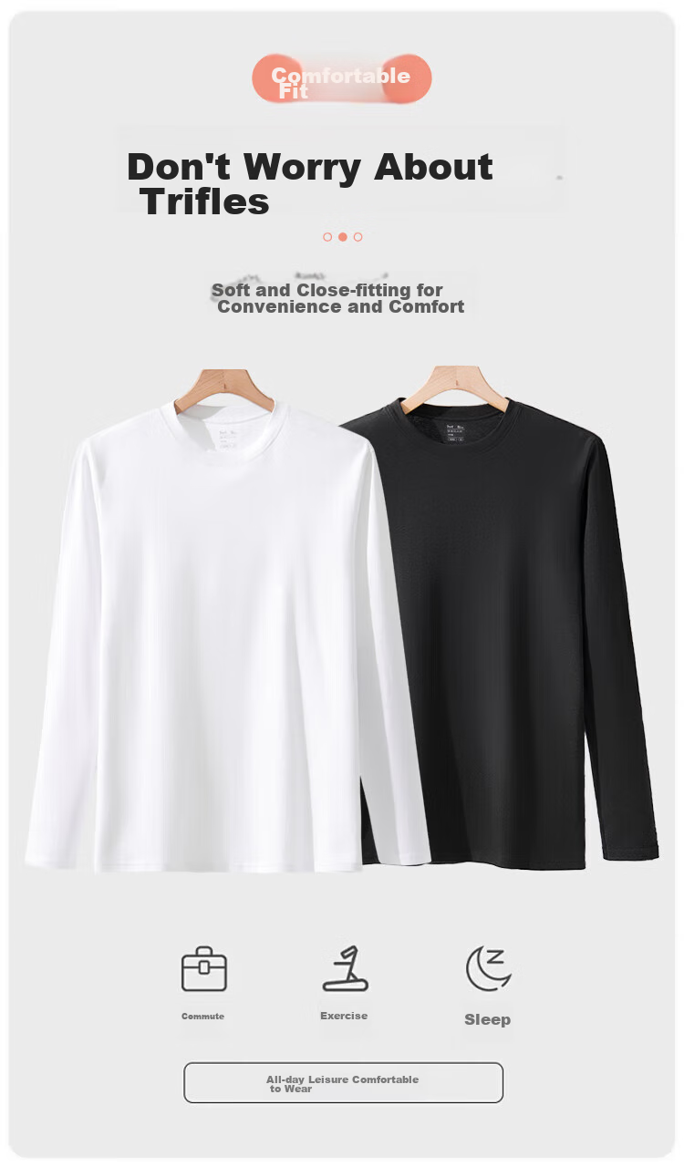MiiOW Pure Cotton Long-Sleeve T-Shirt for Women, Spring And Autumn Warm Inner Layer, Loose Round Neck Undershirt, Casual Comfortable Top, Women's Autumn Wear 12