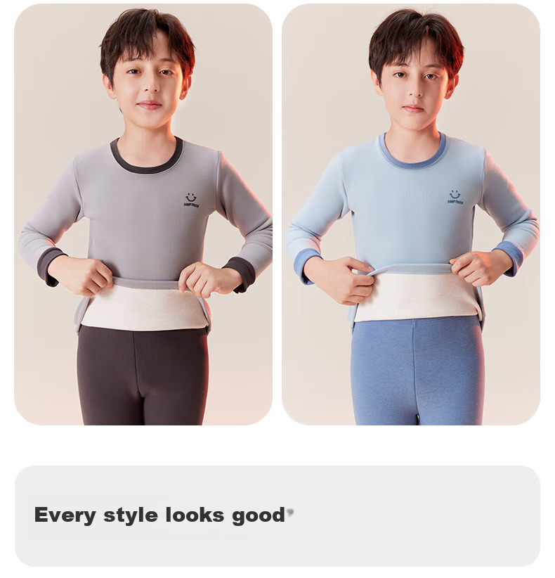 LangSha Children's Thermal Underwear Set, Girls' Fleece-Lined Thickened Autumn Top And Pants, for Older Children, Thick Home Wear Pajamas 15