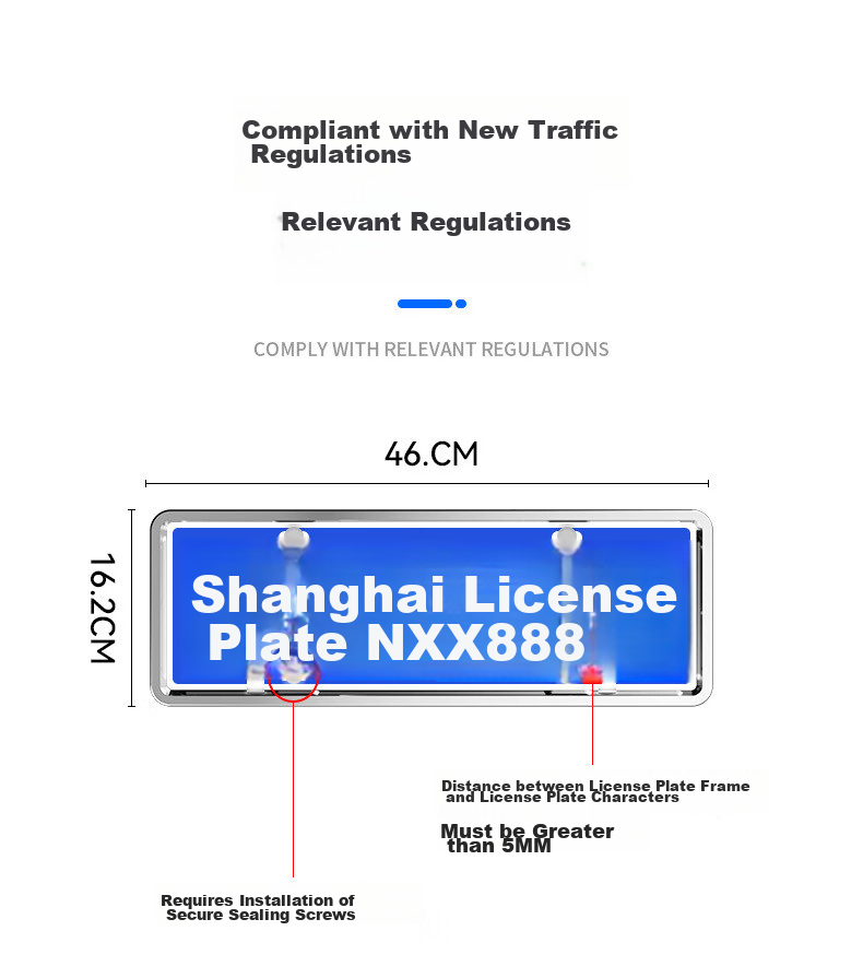 Dijialun New Energy Vehicle License Plate Frame, Car License Plate Holder, New Traffic Regulation Compliant License Plate Bracket, Stainless Steel Base, Green Plate 16