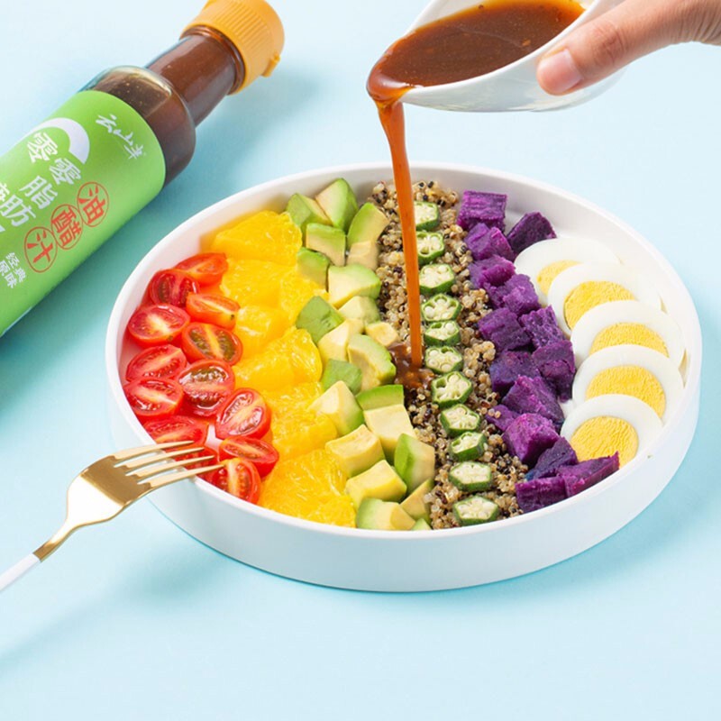 云山半0脂肪0蔗糖油醋汁268g洋葱风味低脂健身蔬菜水煮菜沙拉酱汁