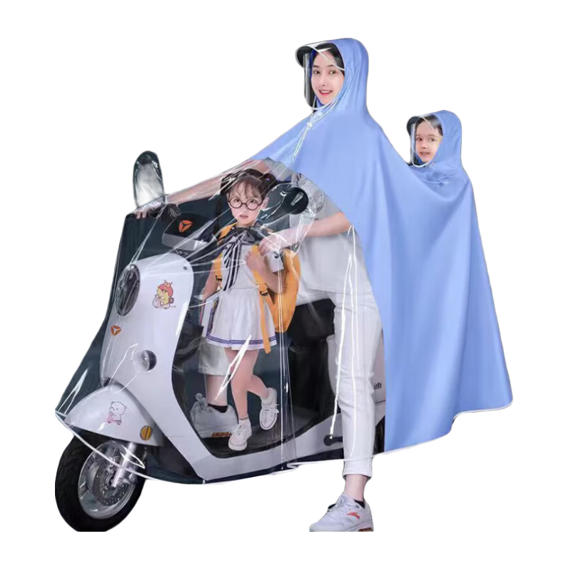 Chexiaocheng Electric Bicycle Raincoat, Double-Person Enlarged And Thickened, for Women, Electric Scooters, Motorcycles, Parent-Child Cycling, Bicycle Rain Cover