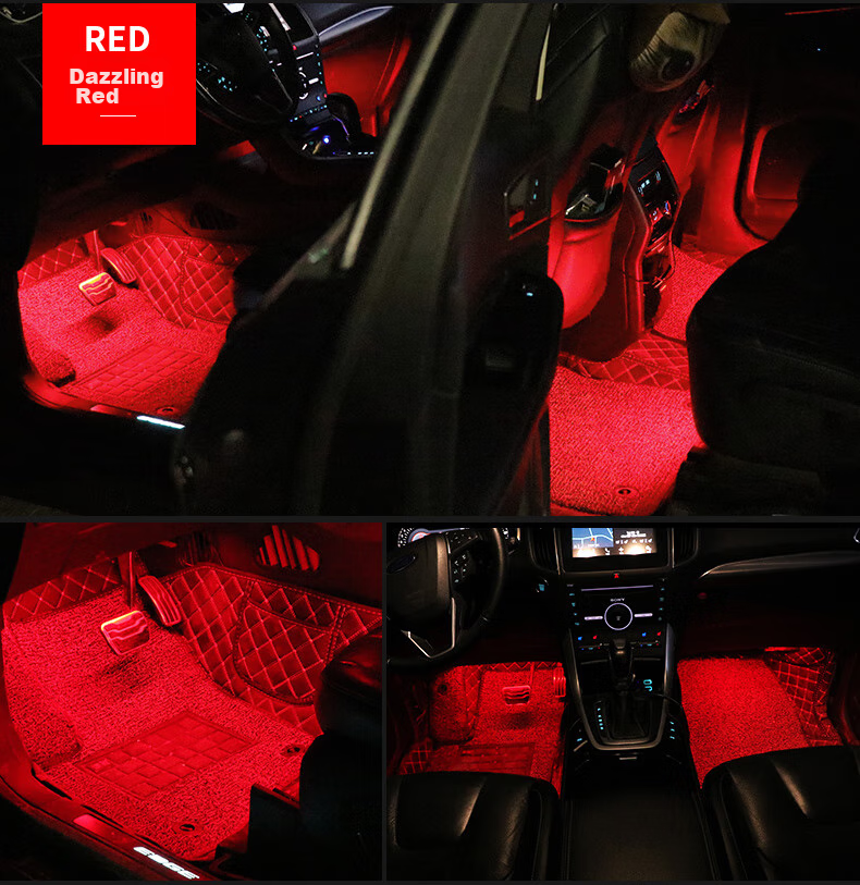 Dijialun Car Ambient Light, Interior Modification, No Wiring Required, Wireless Remote Control, Universal USB Car Atmosphere Light, Footwell Interior Decoration Light, LED Breathing Light, Creative Product, Music Rhythm Light 12