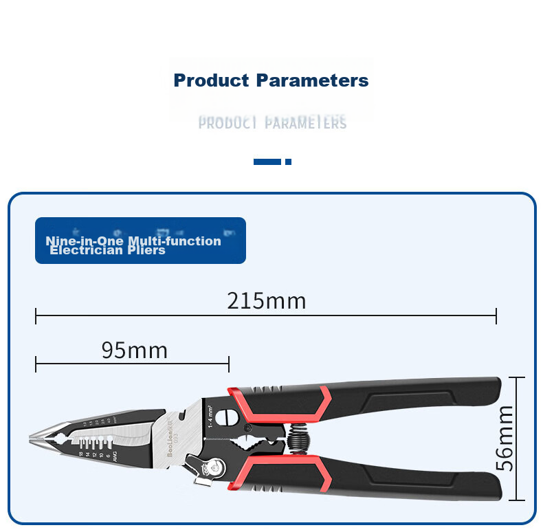 Baolian 9-In Multifunctional Wire Stripping Pliers, Electrician's Needle-Nose Pliers, Wire Stripper, Cable Peeler, Wire Cutter, Versatile Electrician's Specialized Tool 12