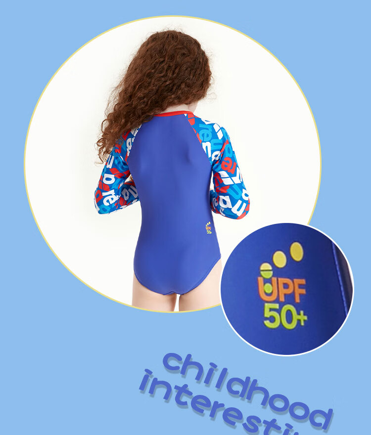 Arena Children's Swimsuit, Girls' Triangle Long-Sleeve One-Piece Swimwear, Sun Protection, Quick-Drying, Comfortable, Breathable, for Hot Springs, Vacation, And Training 1
