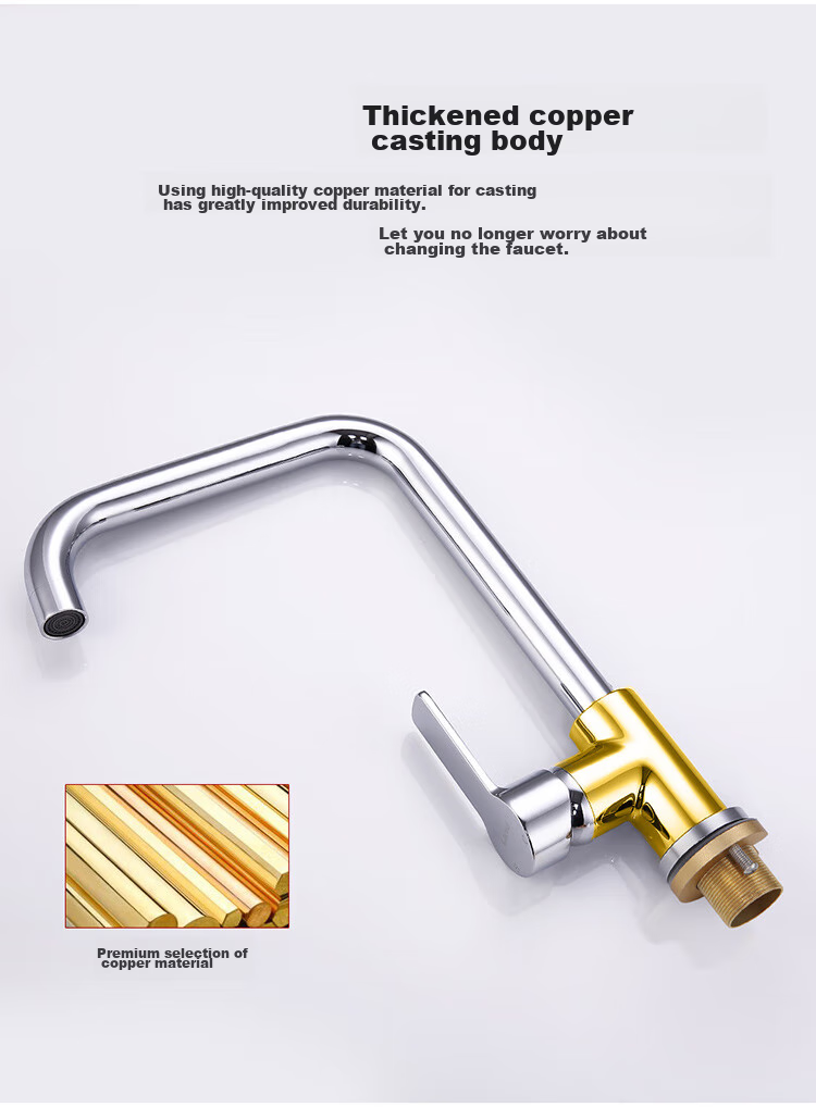 Larsd Kitchen Faucet, Hot And Cold Vegetable Washing Sink Faucet, Copper Body Rotatable Dishwashing Basin Tap F025 7