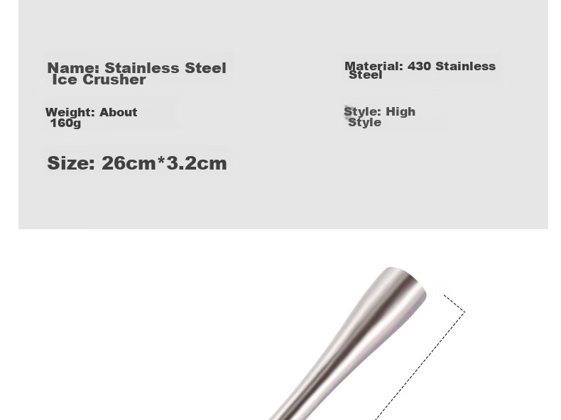 BJ Stainless Steel Ice Crusher Hammer, Ice Breaker, Juicer Stick, Shaker Cup Muddler, Lemon Tea Tool, Ice Crusher Hammer, 26cm Long Versio 13