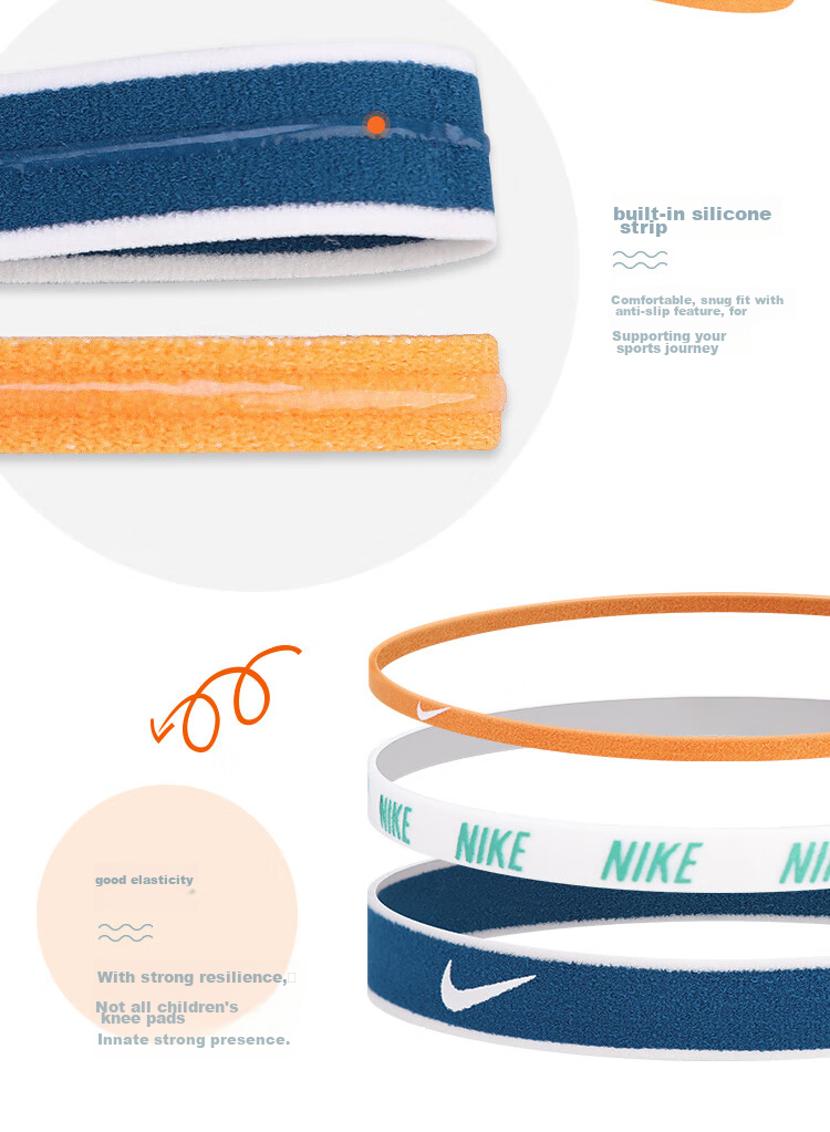 NIKE Sports Headbands Running Basketball Yoga Fitness Sweatbands Hair Bands 3-Pack N1011933036OS 4