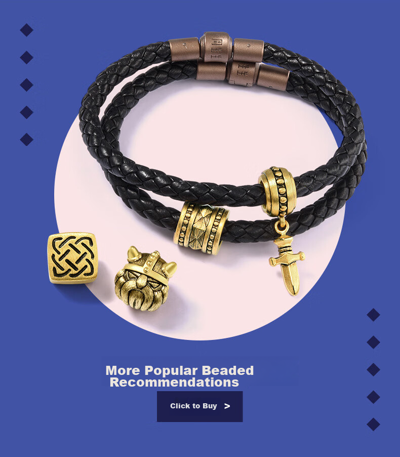 CHOW SANG SANG [Choushang] Charme Bead Bracelet with 5mm Thick Cord, Lucky Bead Leather Cord, AA19 10