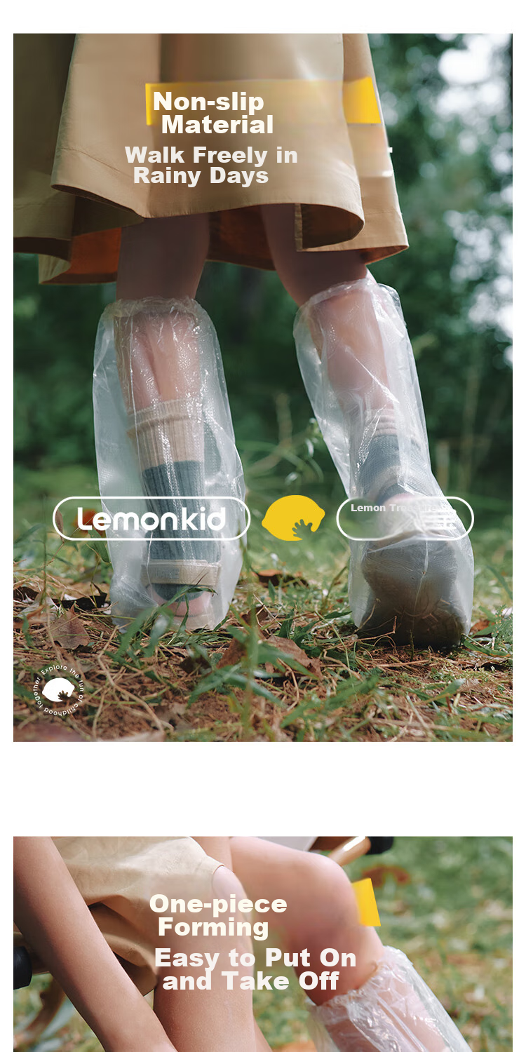 Lemonkid Disposable Rain Shoe Covers, Waterproof, Thickened for Adults, Rainproof Foot Covers for Students And Children, Long Rain Boots, Adult Size 5-Pack 5