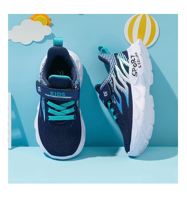 HOBIBEAR Children's Shoes, Spring And Autumn Kids' Sneakers, Boys' Shoes for Older Children, Breathable Boys' Sports Shoes GS7553, Dark Blue, Size 29 9