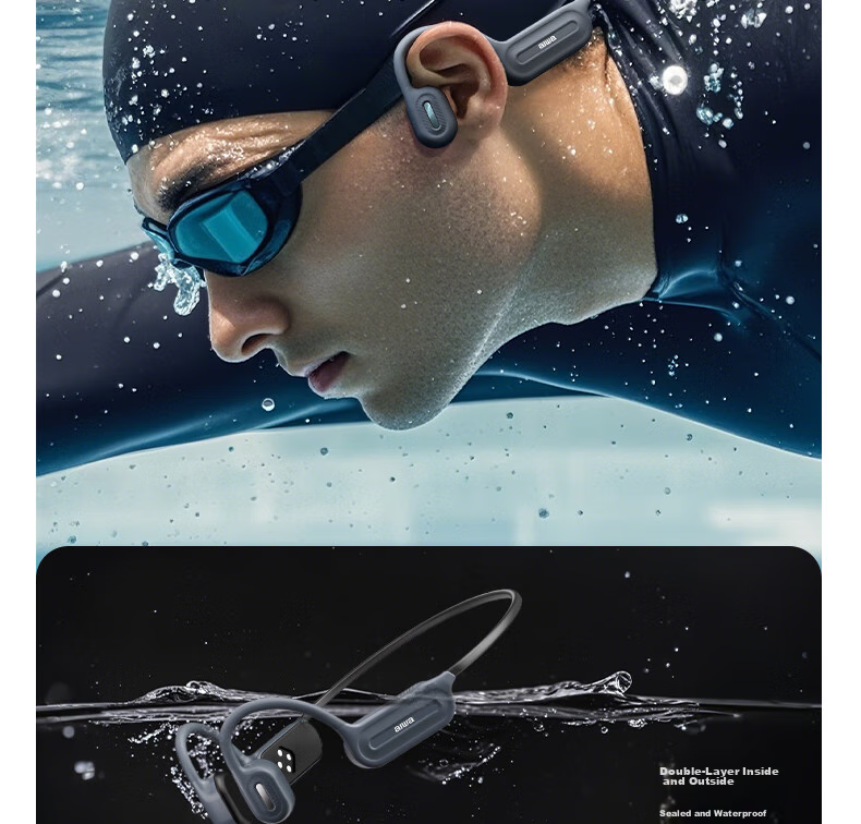 Aiwa G3 [With Built-In 32GB Large Memory], Bone Conduction Bluetooth Headphones, Sports Swimming Professional IPX7 Waterproof, Wireless Non-In Open-Ear Design, Sweat-Resistant, Long Battery Life 12