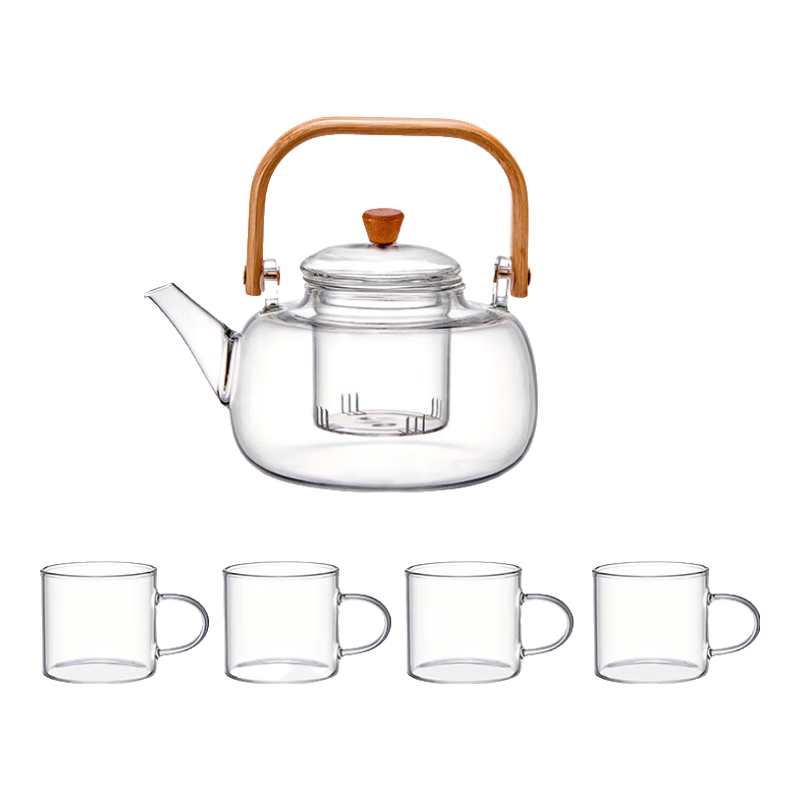 Suncojia Glass Tea Pot Set with Stove, Heat-Resistant Handle Kettle And Cups Tea Set Sold by JD